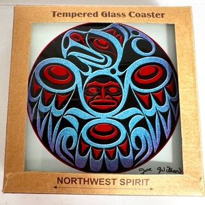 Tile Coaster Set Of 4 Tempered Glass Northwest Spirit EAGLE First Nation Artist